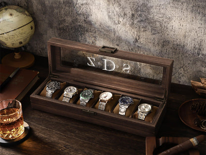 Custom Multiple Slots Watch Box, Personalized Watches Collection Organizer, Watch Storage Box Gift For Him, Husband, Dad, Birthday Gift