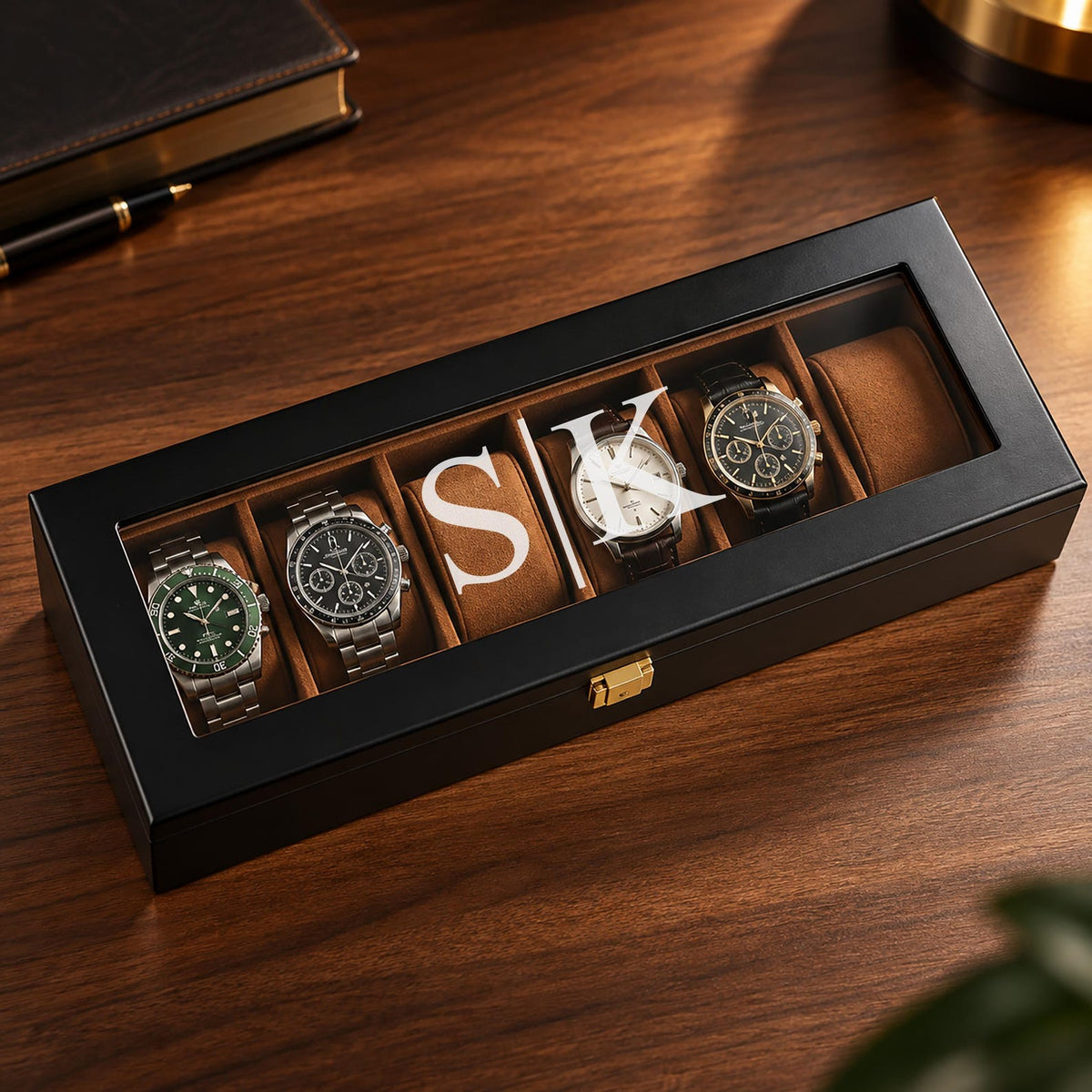 Personalized Watch Box, Custom Engraved Watch Display Case, 6 10 12 Slot Watch Organizer, Gift for Husband Dad