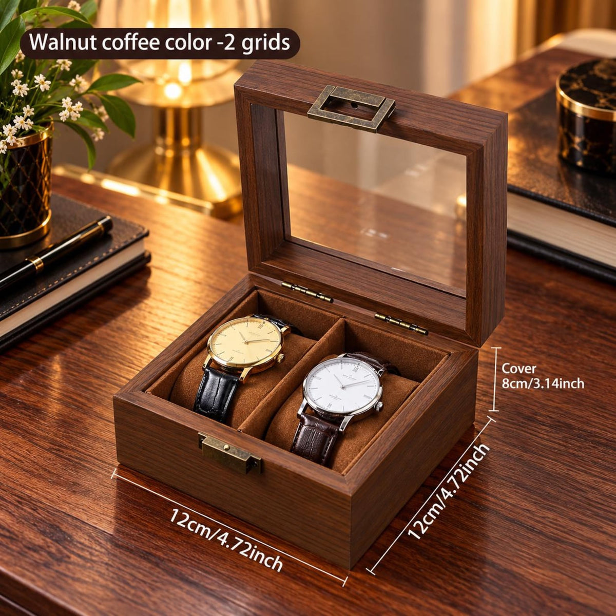 Wooden Watch Box, Dad Anniversary Present, Elegant Wooden Storage Organizer, Retirement Gift for Men, Watch Display Box, Gift for Him