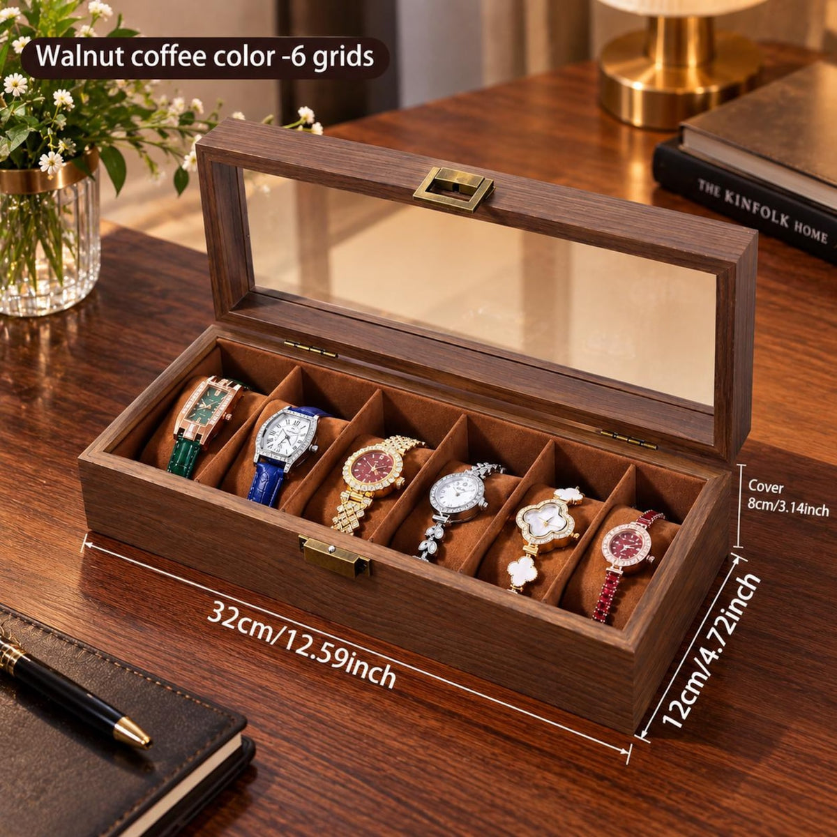 Wooden Watch Box, Dad Anniversary Present, Elegant Wooden Storage Organizer, Retirement Gift for Men, Watch Display Box, Gift for Him