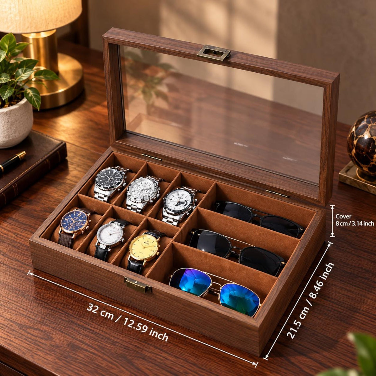 Wooden Watch Box, Dad Anniversary Present, Elegant Wooden Storage Organizer, Retirement Gift for Men, Watch Display Box, Gift for Him