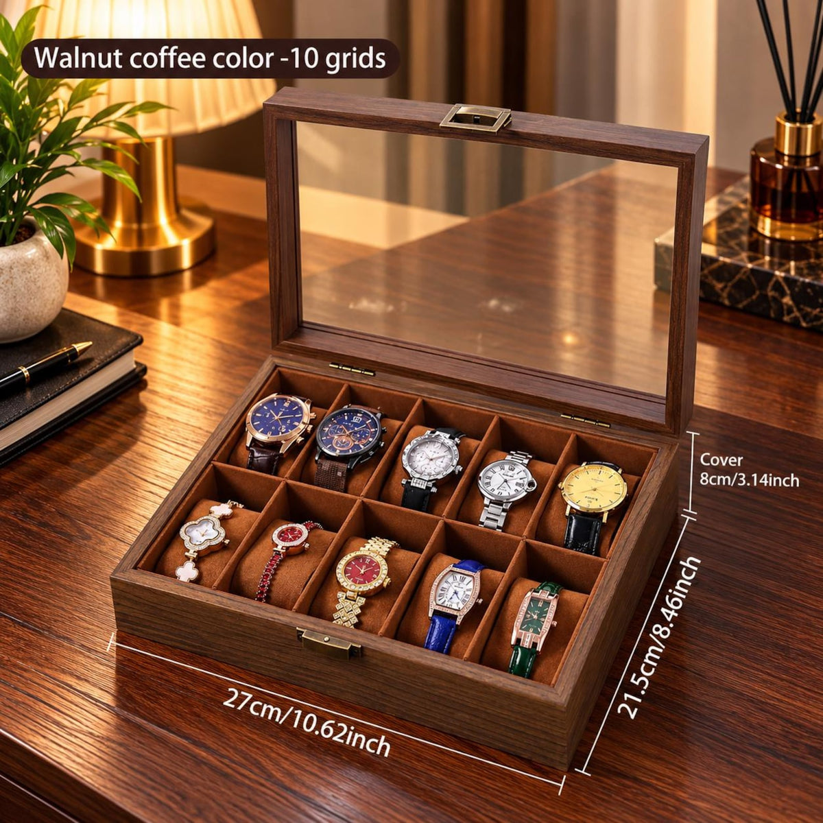 Wooden Watch Box, Dad Anniversary Present, Elegant Wooden Storage Organizer, Retirement Gift for Men, Watch Display Box, Gift for Him