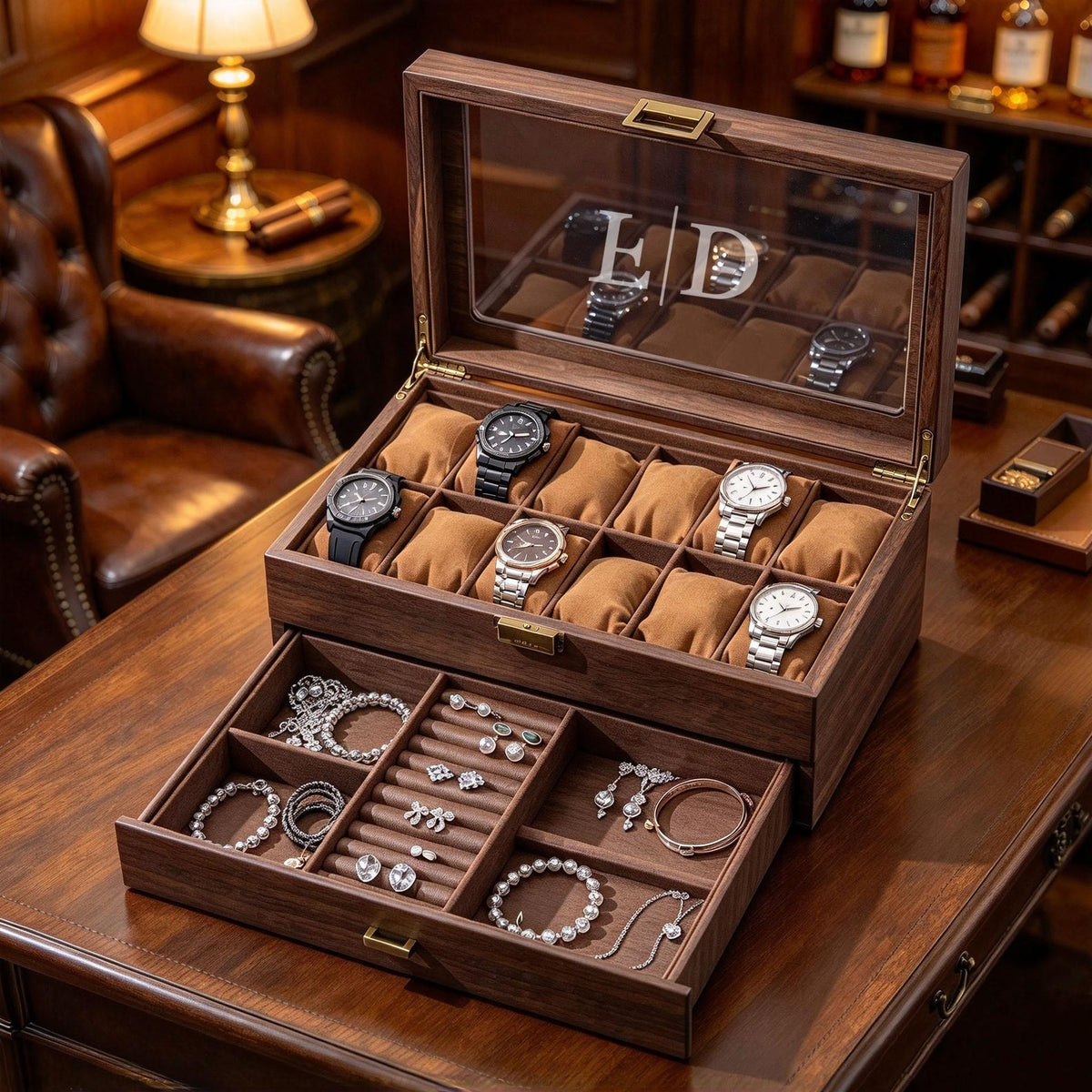 Custom Engraved Watch Box, Personalized Watch Case, Men watch jewelry box, Gifts for husband, Birthday / Anniversary Gifts for Men