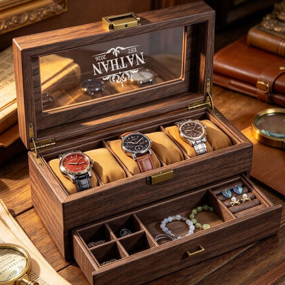 Custom Engraved Watch Box, Personalized Watch Case, Men watch jewelry box, Gifts for husband, Birthday / Anniversary Gifts for Men