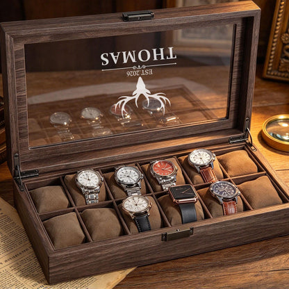 Custom Engraved Watch Box, Personalized Watch Case, Men watch jewelry box, Gifts for husband, Birthday / Anniversary Gifts for Men