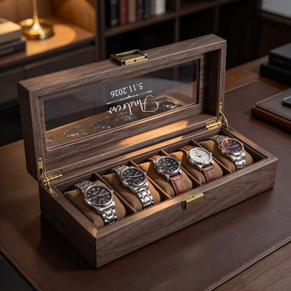 Custom Engraved Watch Box, Personalized Watch Case, Men watch jewelry box, Gifts for husband, Birthday / Anniversary Gifts for Men