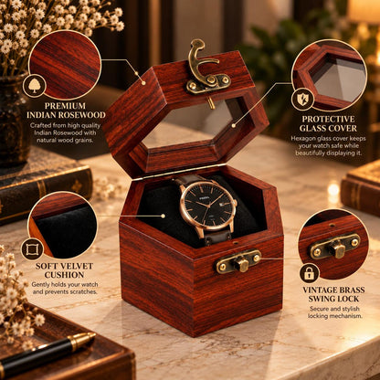 Handcrafted Rosewood Honeycomb Watch Box | Vintage Wooden Watch Organizer | Elegant Watch Display Case | Jewelry Storage | Gift for Him