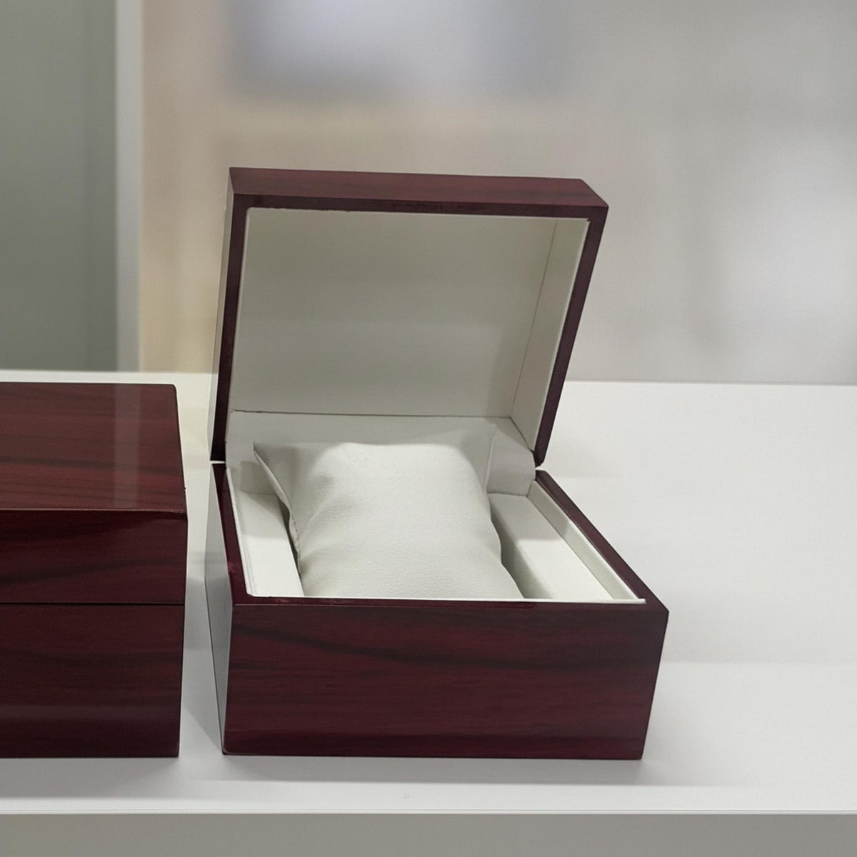 Wooden Watch Box with White Cushion for Display
