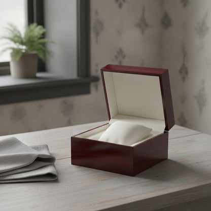 Wooden Watch Box with White Cushion for Display