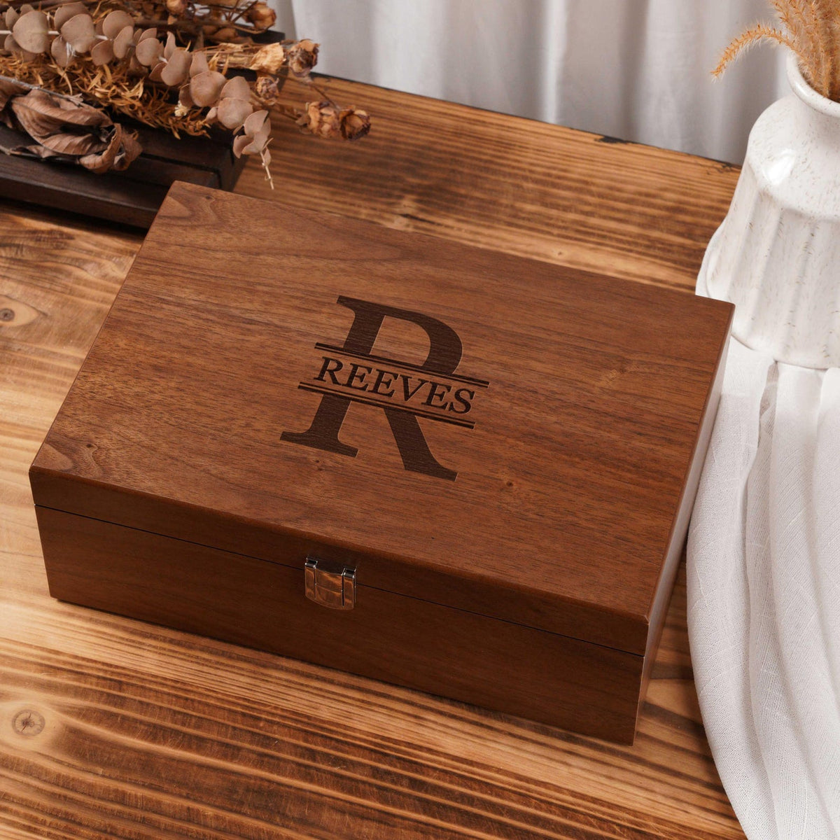 Personalized Wooden Watch Box, Watch and Jewelry Organizer with Removable Tray, Custom Jewelry Storage Box, Anniversary Gift for Him Her