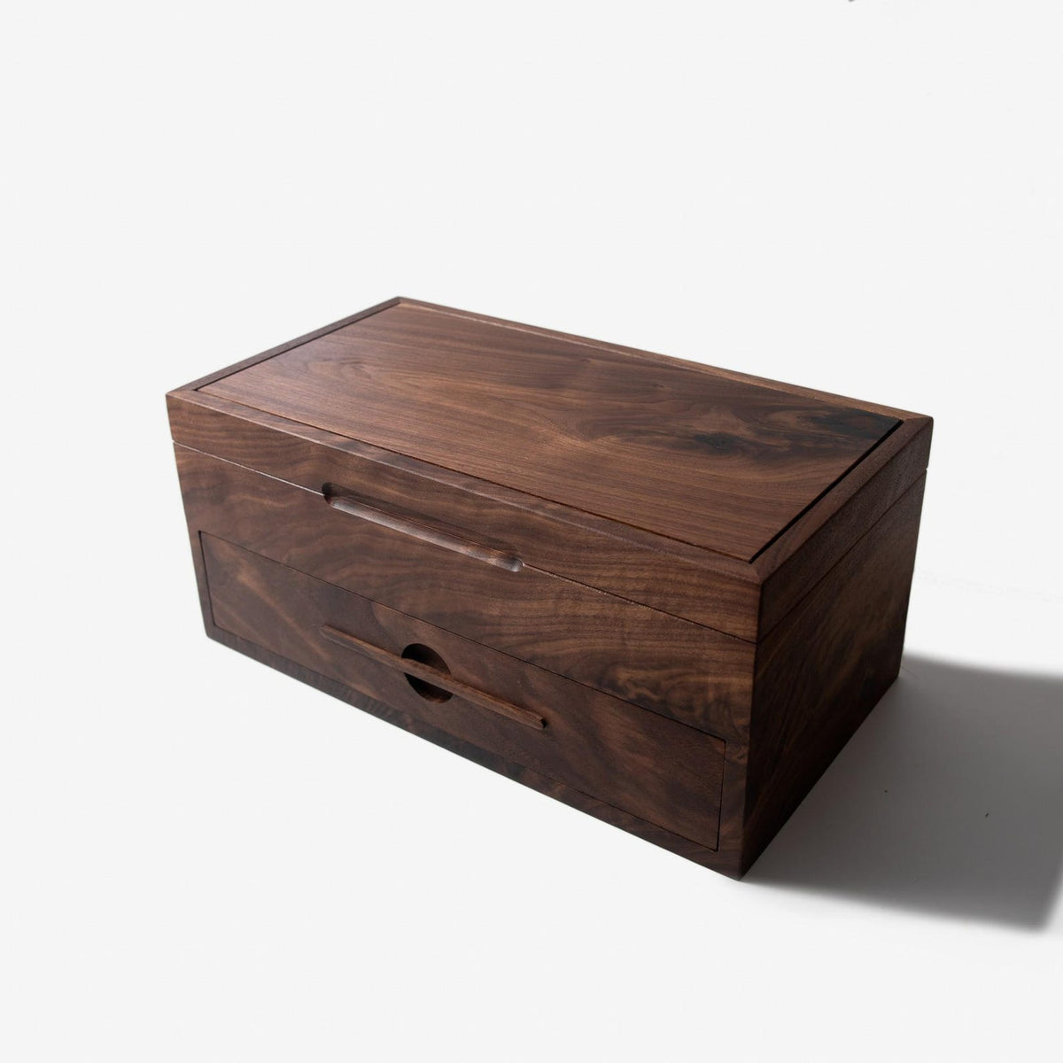 Black Walnut Watch Box with Drawer - 12 to 16 Watch Compartments - Personalized Engraved Gift for Him - Handmade