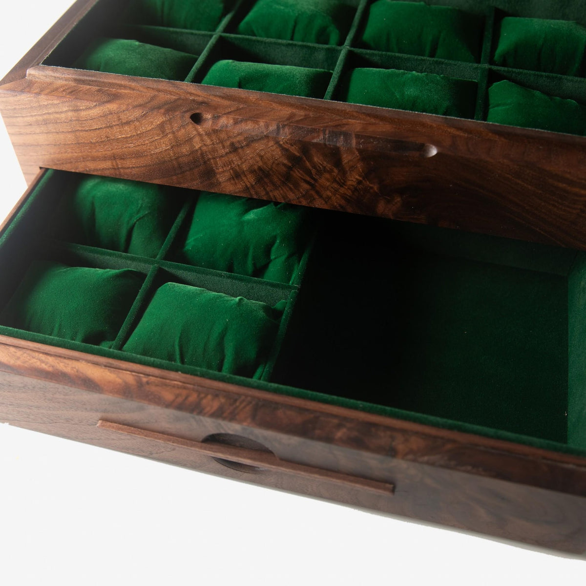 Black Walnut Watch Box with Drawer - 12 to 16 Watch Compartments - Personalized Engraved Gift for Him - Handmade