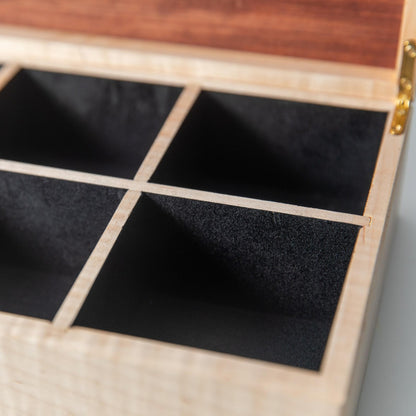 Curly Maple Watch Box - Sapele Mahogany Lid - 8 Watch Compartments - Personalized Gift for Him - Handmade