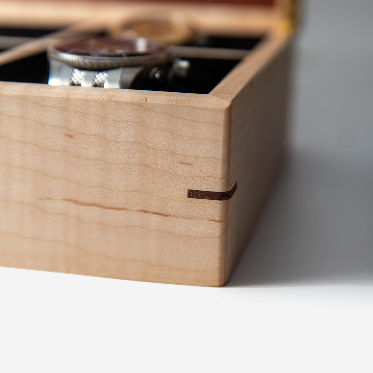 Curly Maple Watch Box - Sapele Mahogany Lid - 8 Watch Compartments - Personalized Gift for Him - Handmade