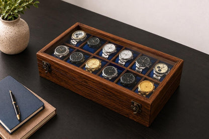 Personalized Wooden Watch Box, Custom Name Engraved Watch Organizer, Wooden Watch Case for Men, Gift for Husband, Dad, Boyfriend