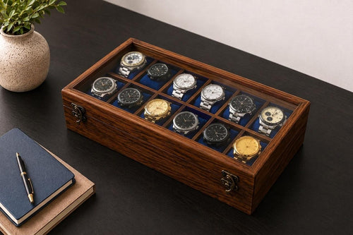 Personalized Wooden Watch Box, Custom Name Engraved Watch Organizer, Wooden Watch Case for Men, Gift for Husband, Dad, Boyfriend