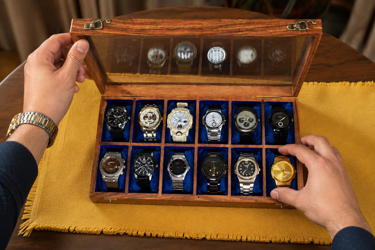 Personalized Wooden Watch Box, Custom Name Engraved Watch Organizer, Wooden Watch Case for Men, Gift for Husband, Dad, Boyfriend