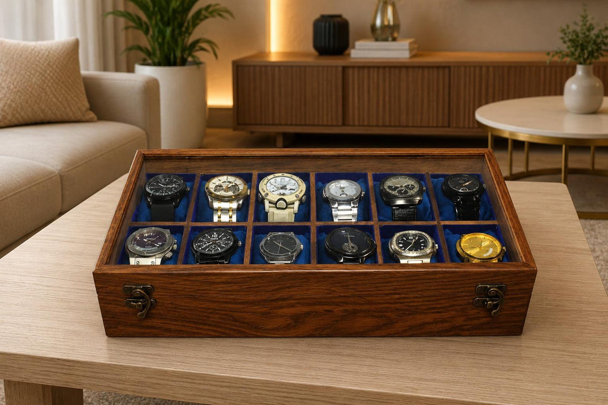 Personalized Wooden Watch Box, Custom Name Engraved Watch Organizer, Wooden Watch Case for Men, Gift for Husband, Dad, Boyfriend