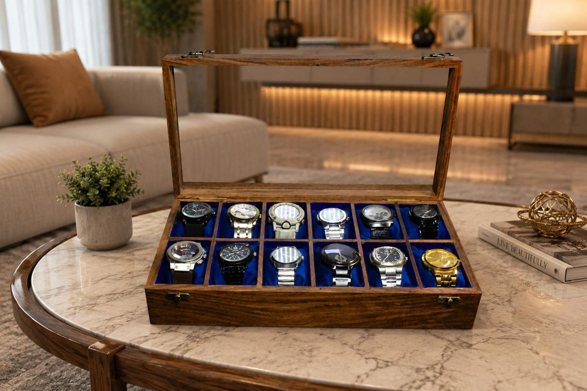 Personalized Wooden Watch Box, Custom Name Engraved Watch Organizer, Wooden Watch Case for Men, Gift for Husband, Dad, Boyfriend