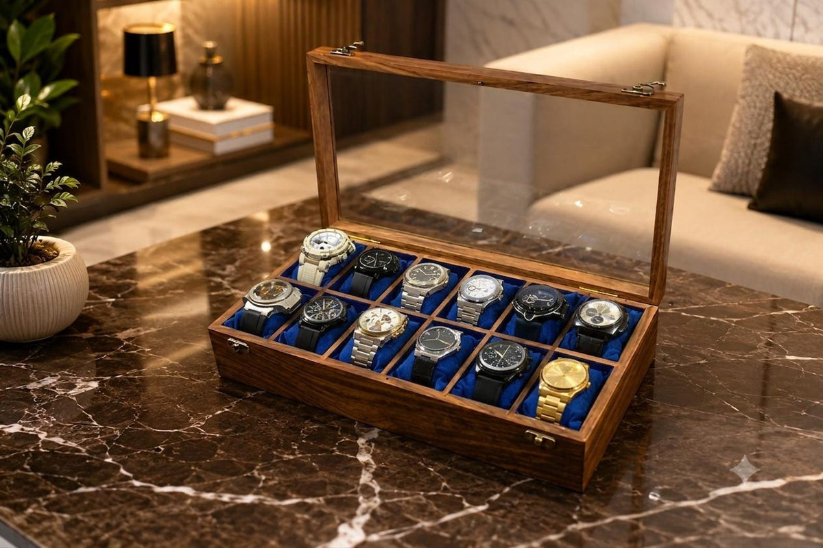Personalized Wooden Watch Box, Custom Name Engraved Watch Organizer, Wooden Watch Case for Men, Gift for Husband, Dad, Boyfriend