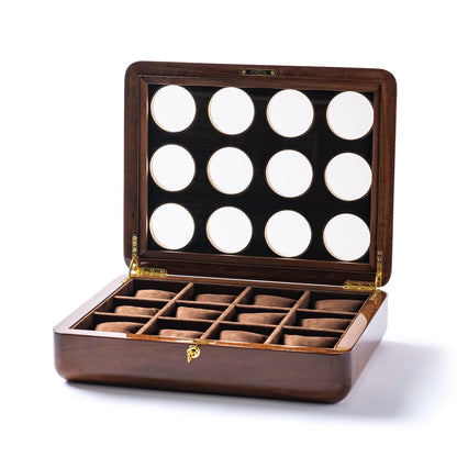 Walnut Wood Watch Box: Large 12-Watch Organizer