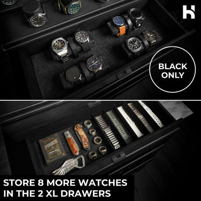 Display & Protect Your Collection – Handcrafted Wooden Watch Box for Men, 17 Watch Display Case with 2 Drawers - Perfect Christmas Gift