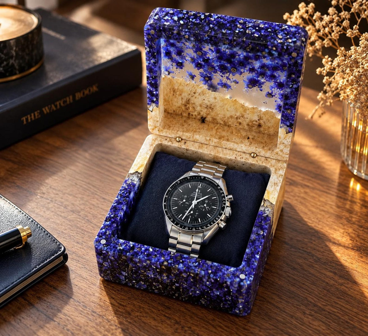 Personalized Resin Watch Box, Engraved Wooden Watch Case, Luxury Gift for Husband, Dad, Grandpa, Brother or Boss
