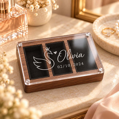 Personalized Wooden Jewelry Box, Engraved Clear Lid Watch Organizer, Custom Name Gift for Him, Men’s Keepsake Storage Box