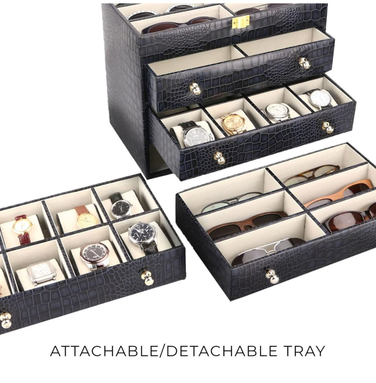 Luxury Watch Box Organizer, Sunglasses Storage Case, Men's Watch Display Chest