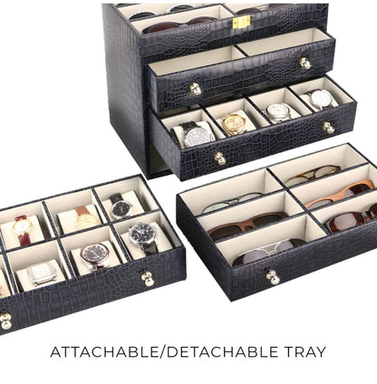 Luxury Watch Box Organizer, Sunglasses Storage Case, Men's Watch Display Chest