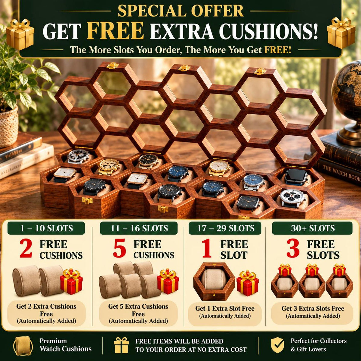 Personalized Honeycomb Watch Box, Indian Rosewood watch Display Case, Engraved Gift