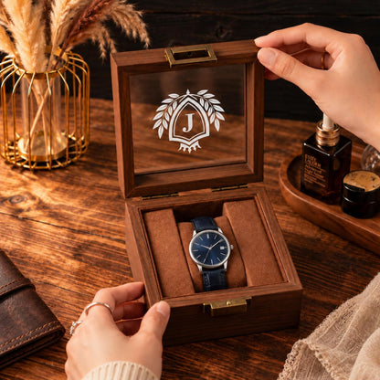 Personalized Glass Watch Box for Men, Engraved Watch & Jewelry Organizer, Custom Display Case, Anniversary Gift for Husband, Christmas Gift