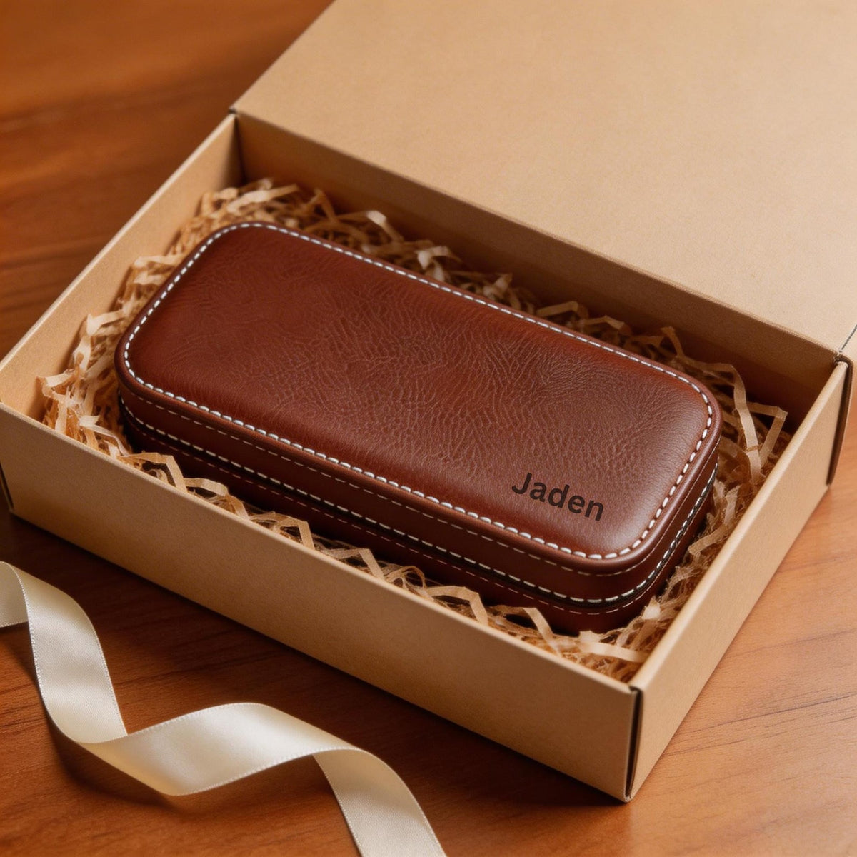 Personalized Leather Watch Display Box – 2, 4, or 8 Slot Travel Case