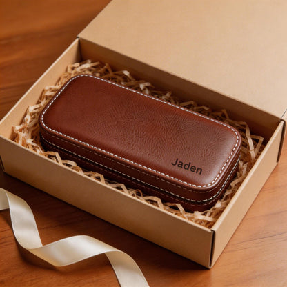 Personalized Leather Watch Display Box – 2, 4, or 8 Slot Travel Case