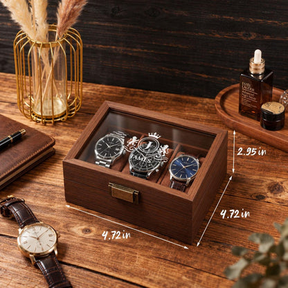 Personalized Glass Watch Box for Men, Engraved Watch & Jewelry Organizer, Custom Display Case, Anniversary Gift for Husband, Christmas Gift