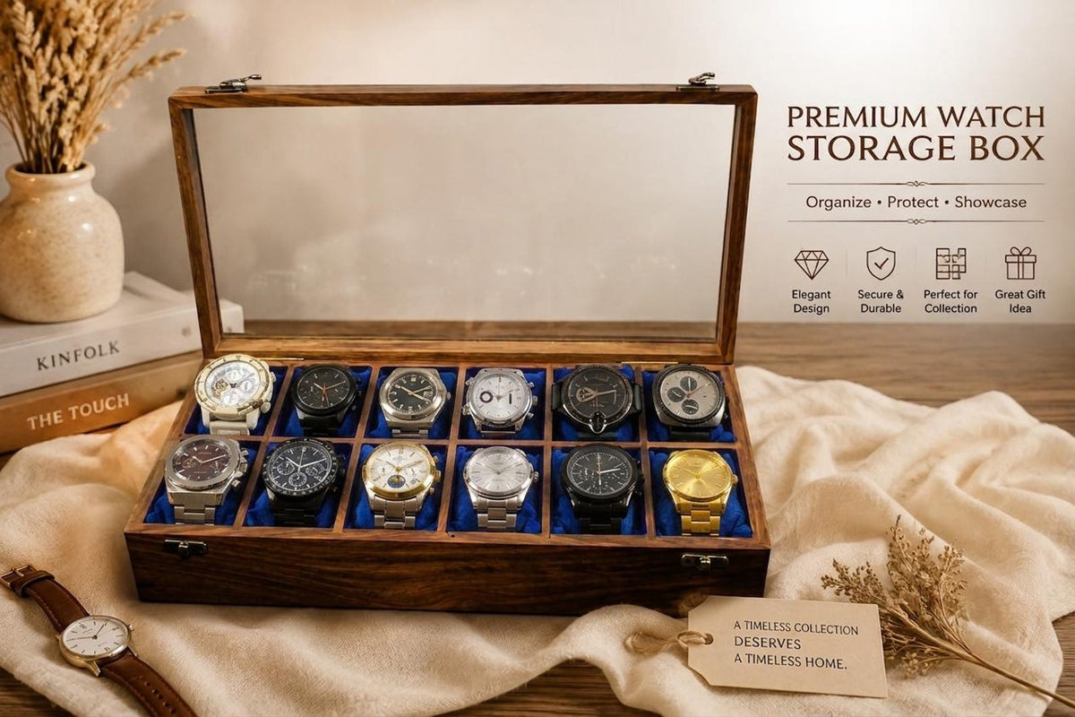 Personalized Wooden Watch Box, Custom Name Engraved Watch Organizer, Wooden Watch Case for Men, Gift for Husband, Dad, Boyfriend