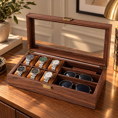 Wooden Watch Box, Watch Organizer and Display Case, Minimalist Watch Storage, Gift for Him