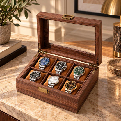 Wooden Watch Box, Watch Organizer and Display Case, Minimalist Watch Storage, Gift for Him
