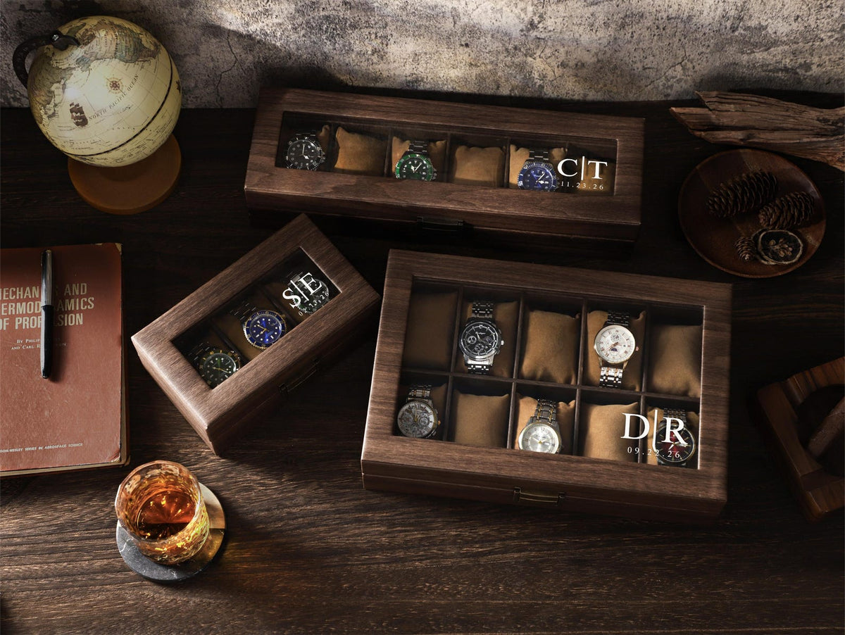 Custom Multiple Slots Watch Box, Personalized Watches Collection Organizer, Watch Storage Box Gift For Him, Husband, Dad, Birthday Gift