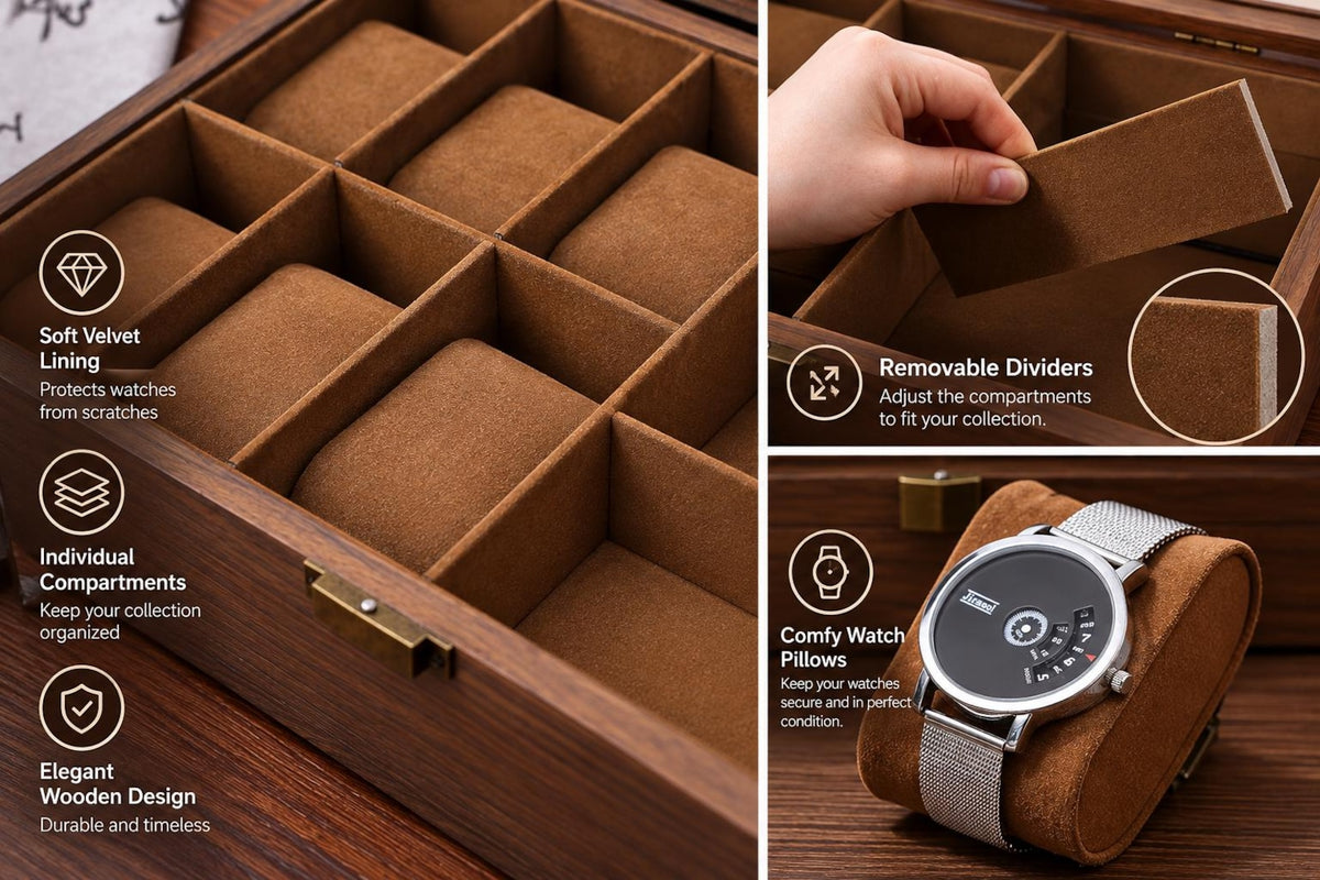 Wooden Watch Box, Dad Anniversary Present, Elegant Wooden Storage Organizer, Retirement Gift for Men, Watch Display Box, Gift for Him