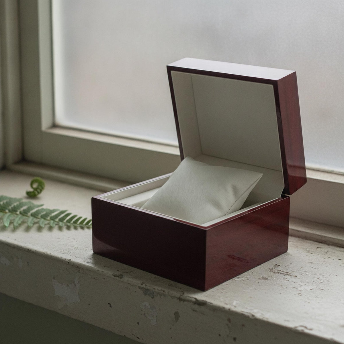 Wooden Watch Box with White Cushion for Display