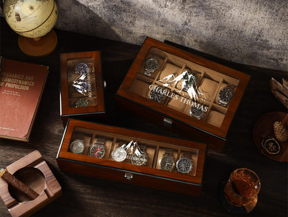 Personalized Watch Box for Men, Custom Wooden Watch Case For 3 6 10 Watches, Bespoke Watch Storage Box, Gift for Husband Dad Groomsmen