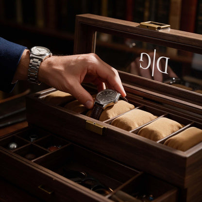 Custom Engraved Watch Box – Personalized Men's Watch & Jewelry Case – Gift for Husband, Dad, Him – Birthday, Anniversary