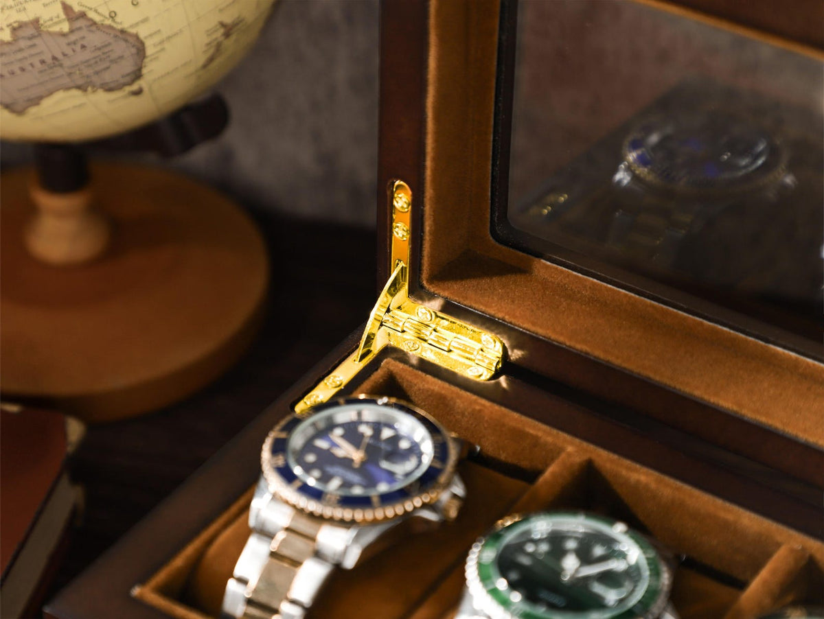 6 Slots Wooden Watch Box, Personalized Watch Case with Drawer, Men's Jewelry Watch Box Display and Storage, Gifts for Him