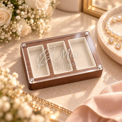 Personalized Wooden Jewelry Box, Engraved Clear Lid Watch Organizer, Custom Name Gift for Him, Men’s Keepsake Storage Box