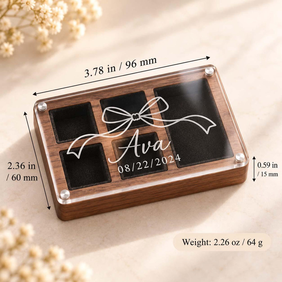 Personalized Wooden Jewelry Box, Engraved Clear Lid Watch Organizer, Custom Name Gift for Him, Men’s Keepsake Storage Box