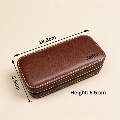 Personalized Leather Watch Display Box – 2, 4, or 8 Slot Travel Case