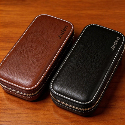 Personalized Leather Watch Display Box – 2, 4, or 8 Slot Travel Case
