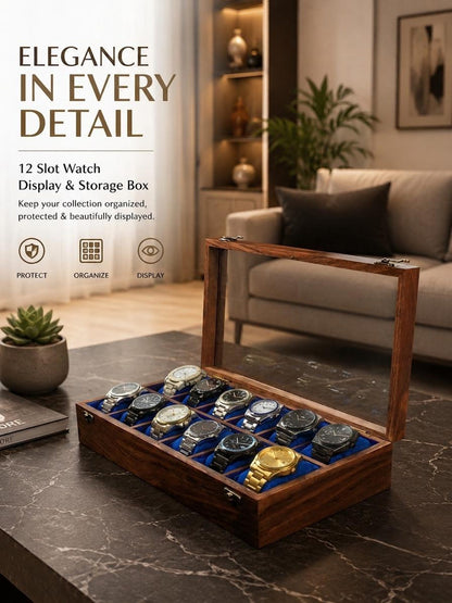 Personalized Wooden Watch Box, Custom Name Engraved Watch Organizer, Wooden Watch Case for Men, Gift for Husband, Dad, Boyfriend